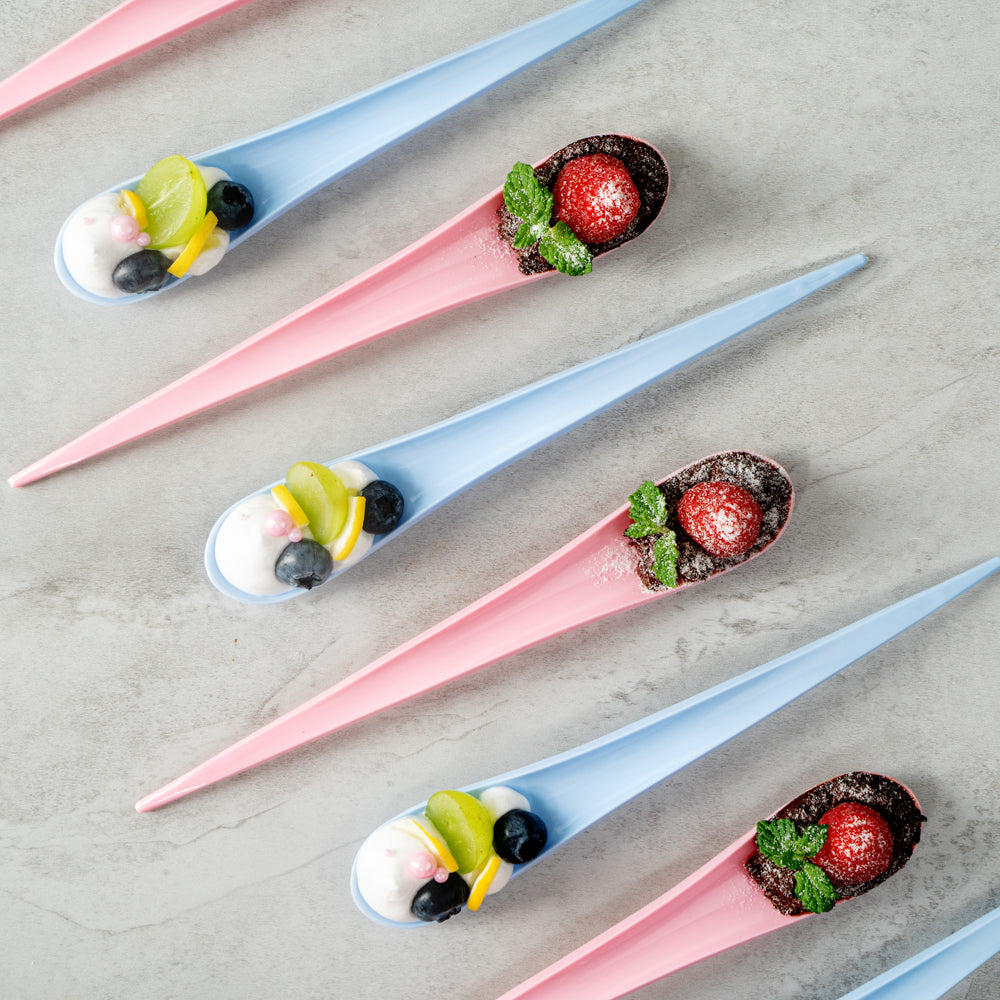 Chef 101 Blue Plastic Deco Party Spoon - 8" - 500 count box