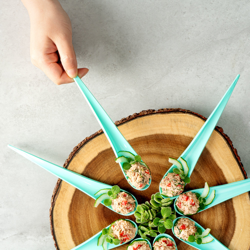 Chef 101 Teal Plastic Deco Party Spoon - 8" - 500 count box