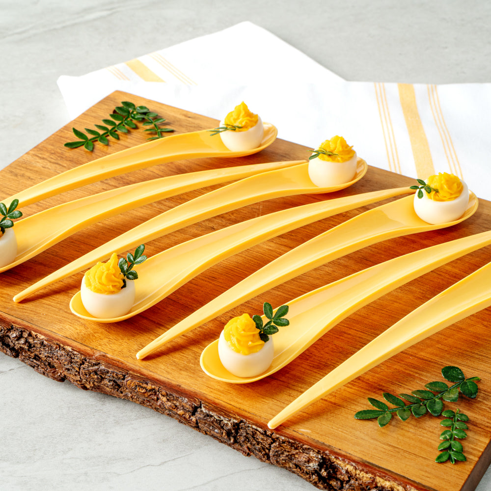 Chef 101 Yellow Plastic Deco Party Spoon - 8" - 500 count box