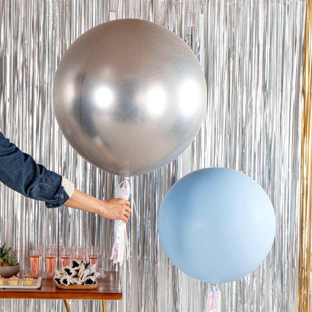 Balloonify Metallic Silver Latex Balloon - 36" - 10 count box