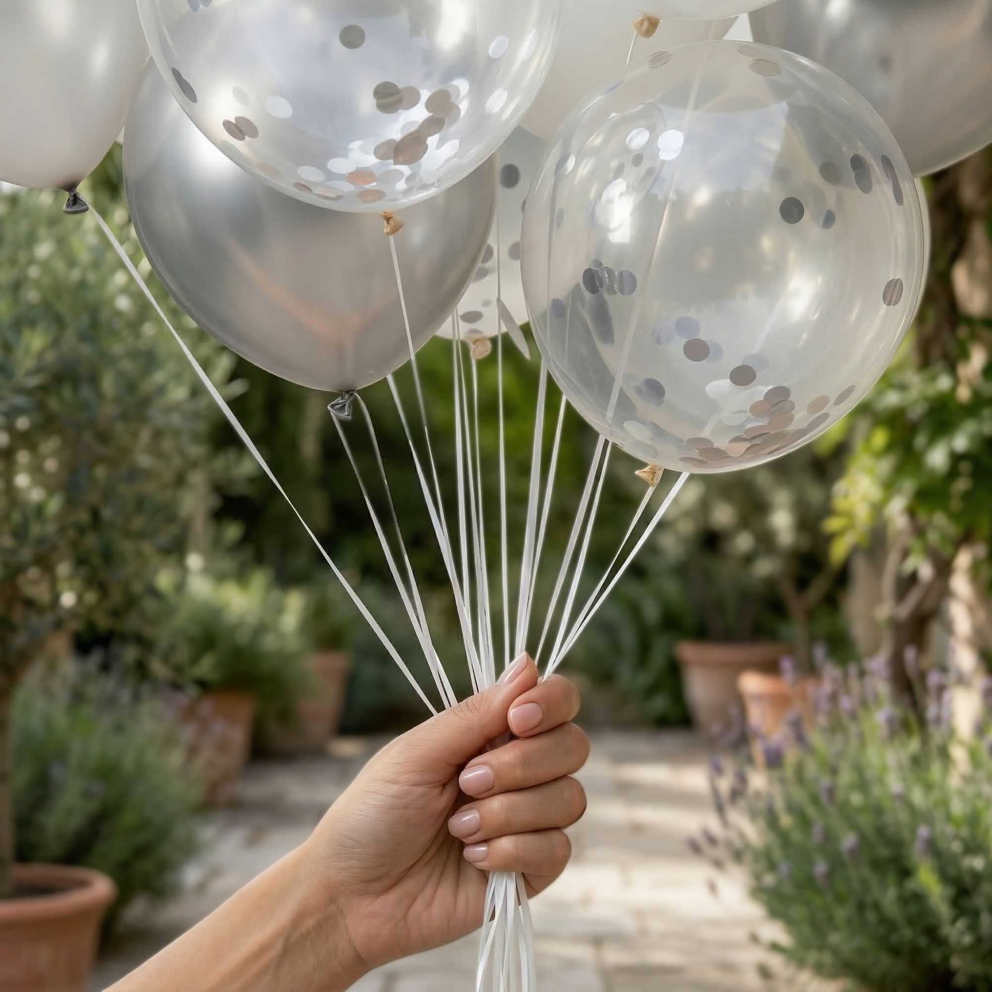 Balloonify Silver Confetti Balloon Set - 20 Pieces - 1 count box
