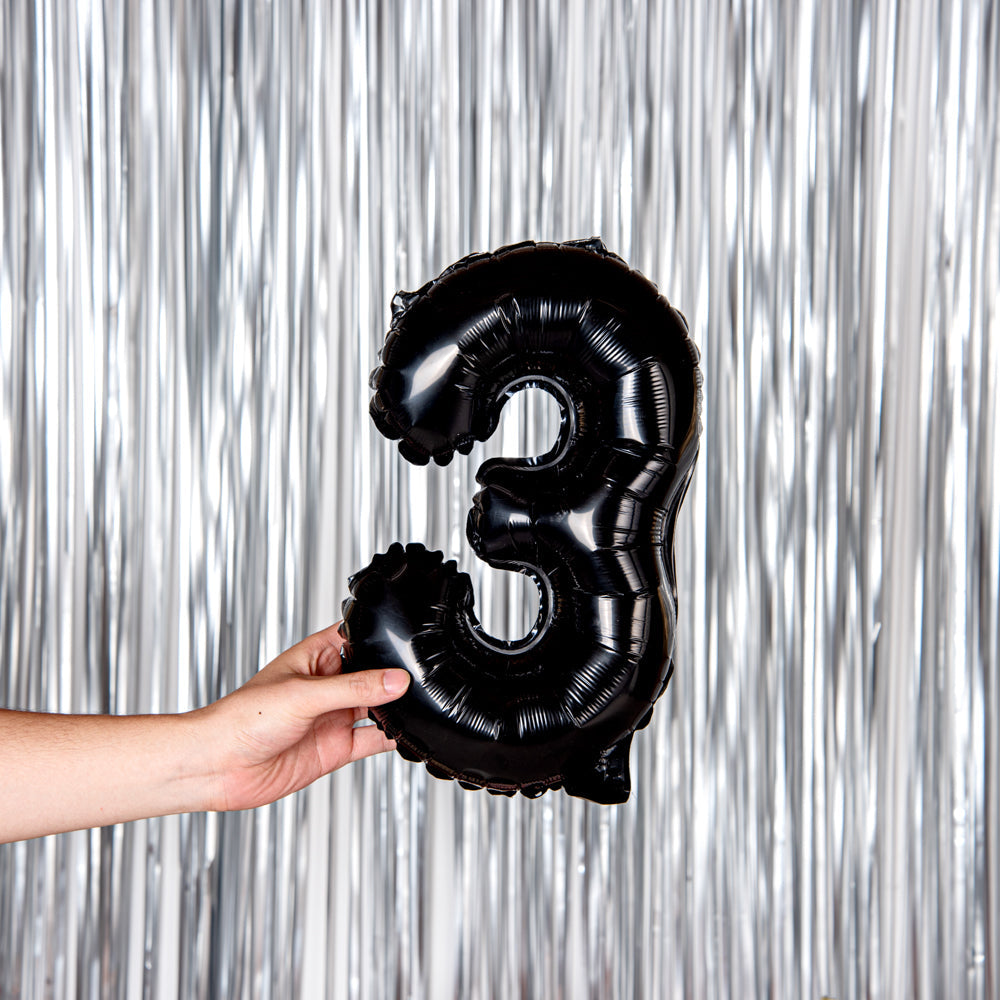 Balloonify Black Mylar Number 3 Balloon - 16" - 1 count box