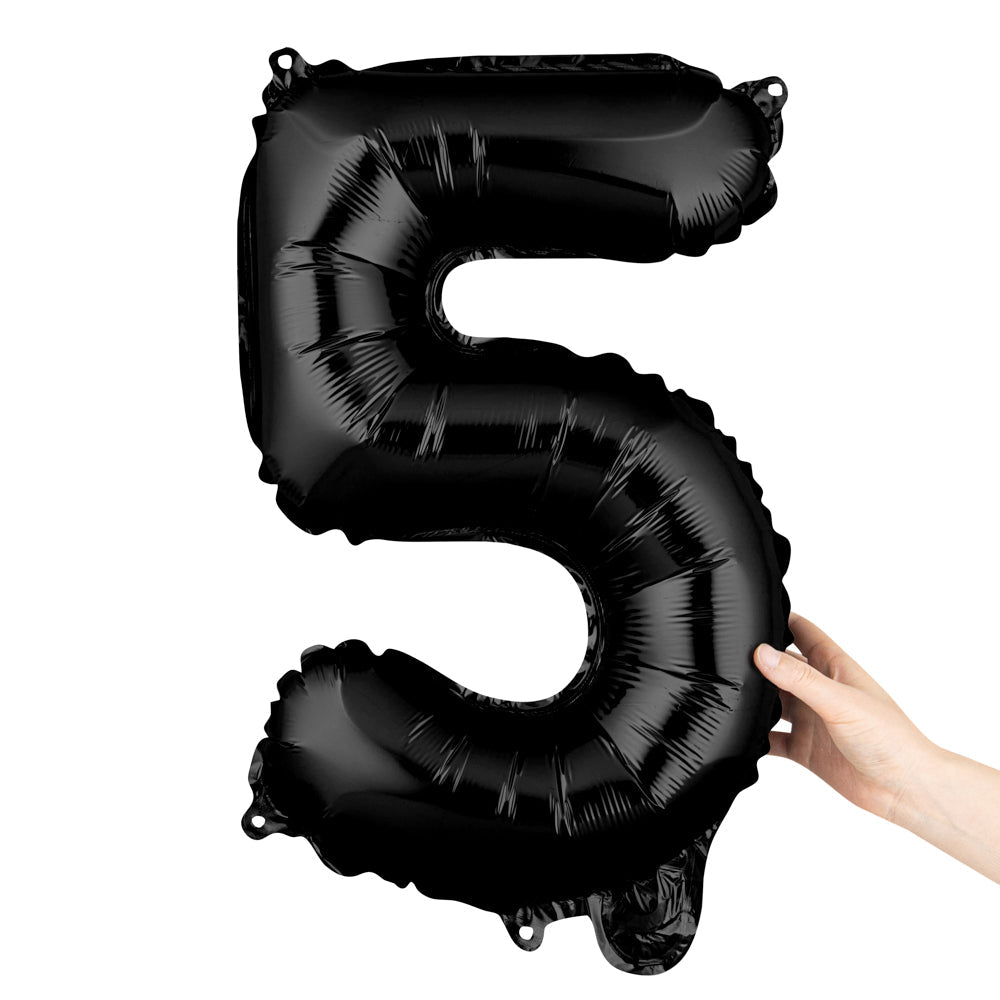 Balloonify Black Mylar Number 5 Balloon - 16" - 1 count box