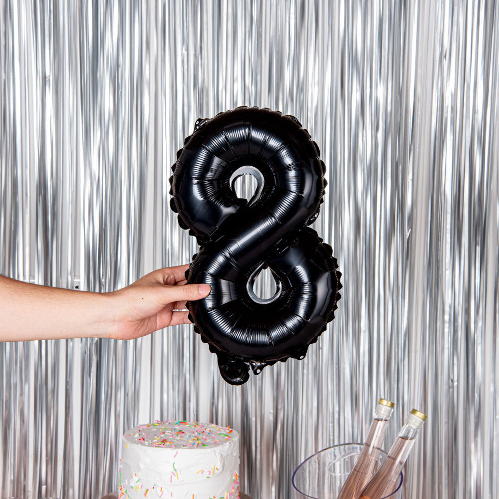 Balloonify Black Mylar Number 8 Balloon - 16" - 1 count box