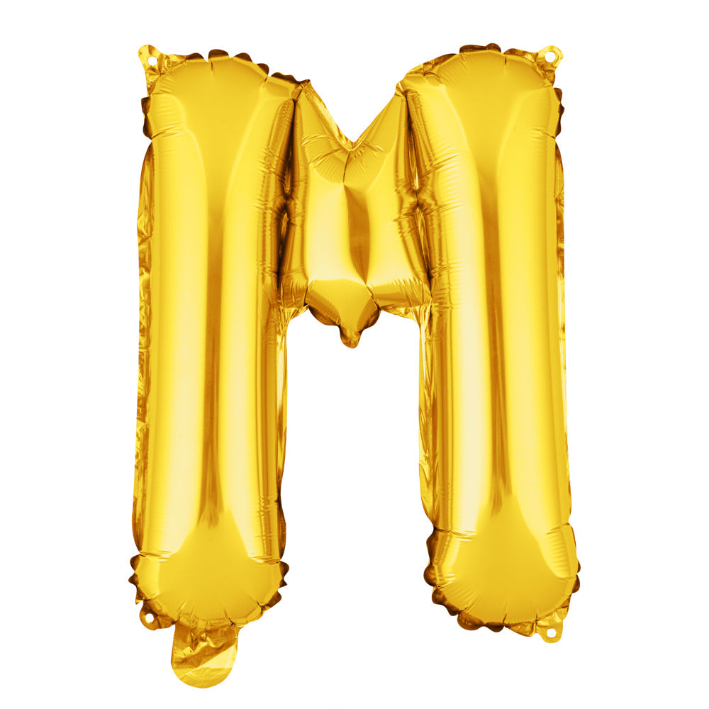 Balloonify Gold Mylar Letter M Balloon - 16" - 1 count box