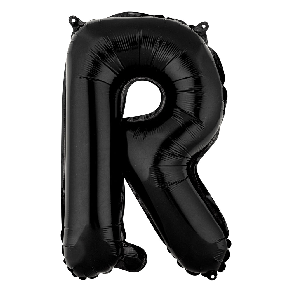 Balloonify Black Mylar Letter R Balloon - 16" - 1 count box