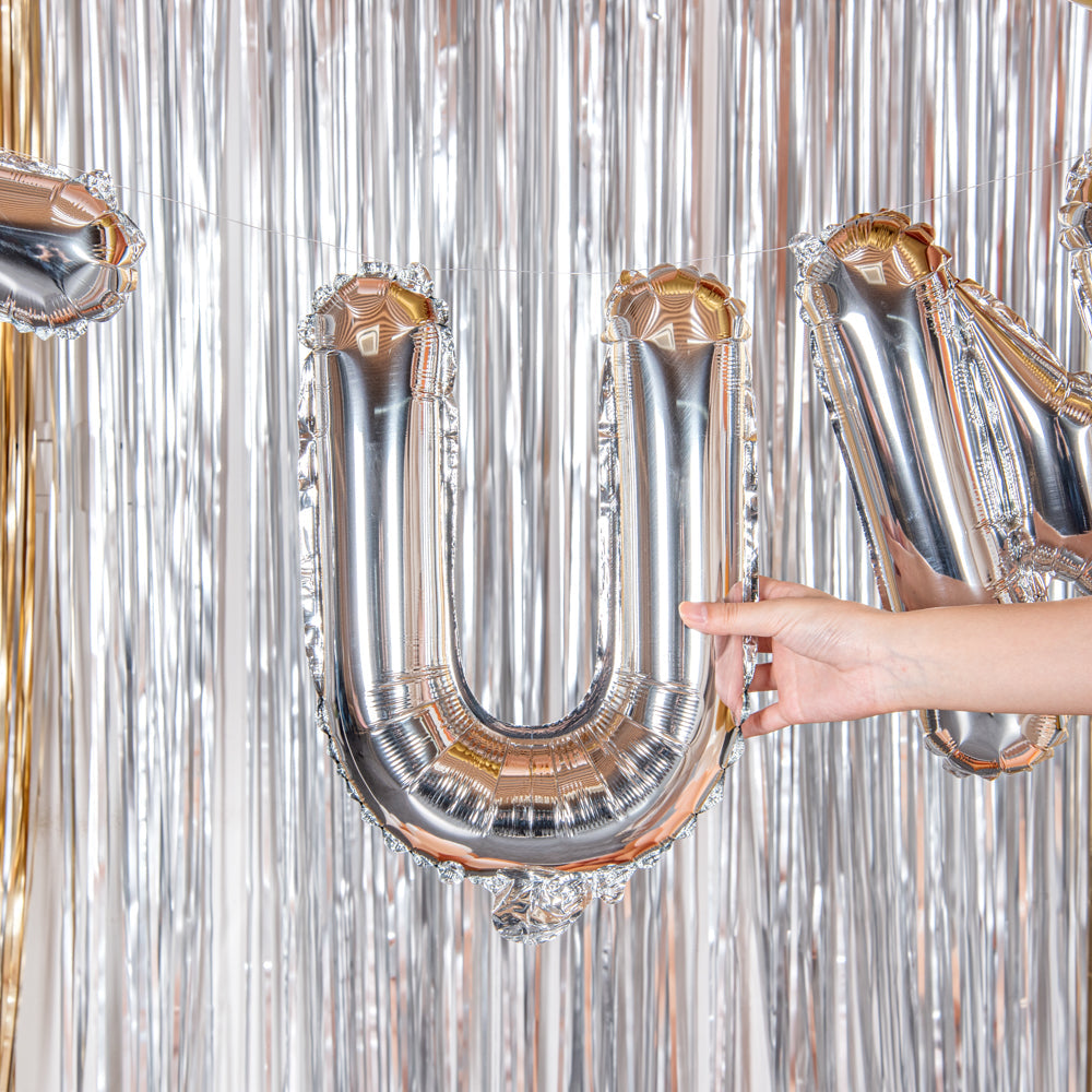 Balloonify Silver Mylar Letter U Balloon - 16" - 1 count box