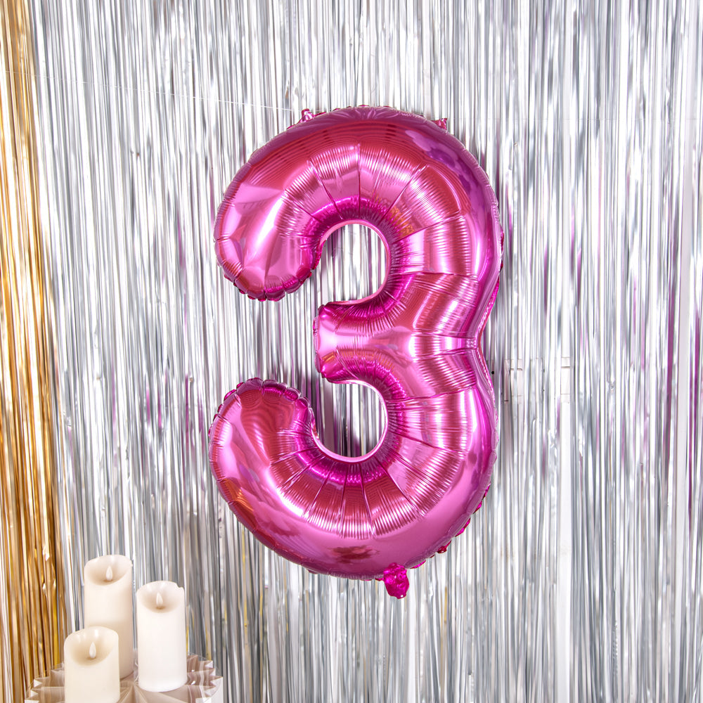 Balloonify Pink Mylar Number 3 Balloon - 40" - 1 count box