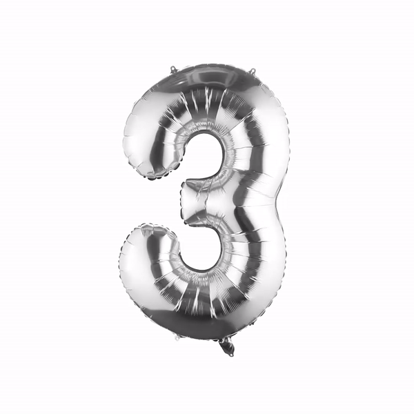 Balloonify Silver Mylar Number 3 Balloon - 40" - 1 count box