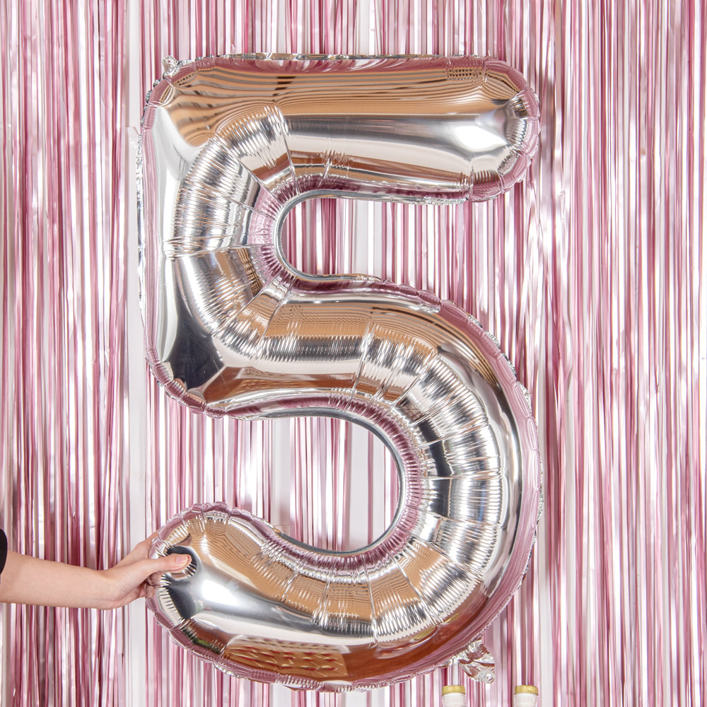 Balloonify Silver Mylar Number 5 Balloon - 40" - 1 count box