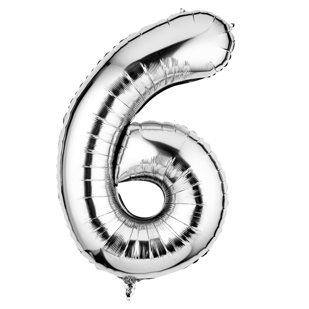 Balloonify Silver Mylar Number 6 Balloon - 40" - 1 count box