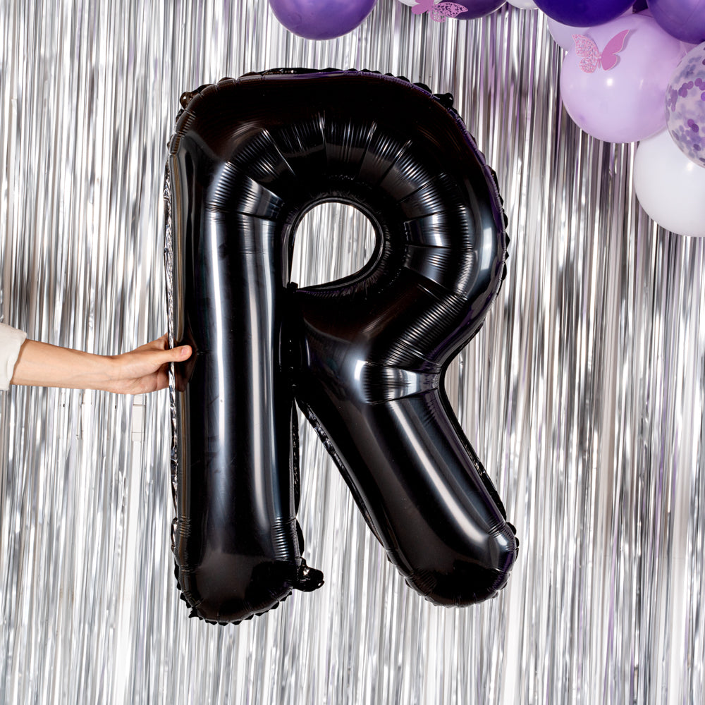 Balloonify Black Mylar Letter R Balloon - 40" - 1 count box