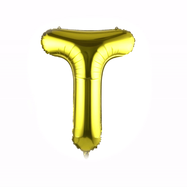 Balloonify Gold Mylar Letter T Balloon - 40" - 1 count box
