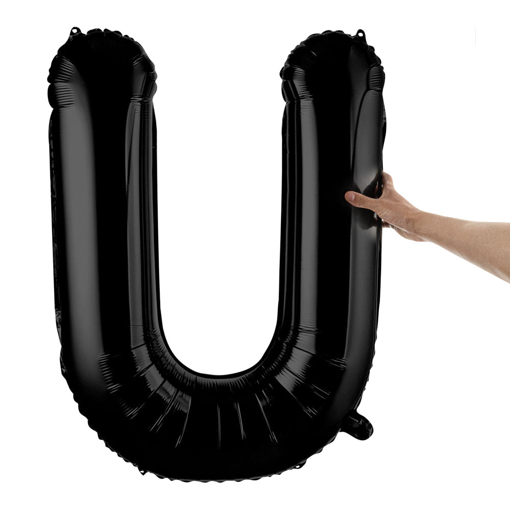 Balloonify Black Mylar Letter U Balloon - 40" - 1 count box