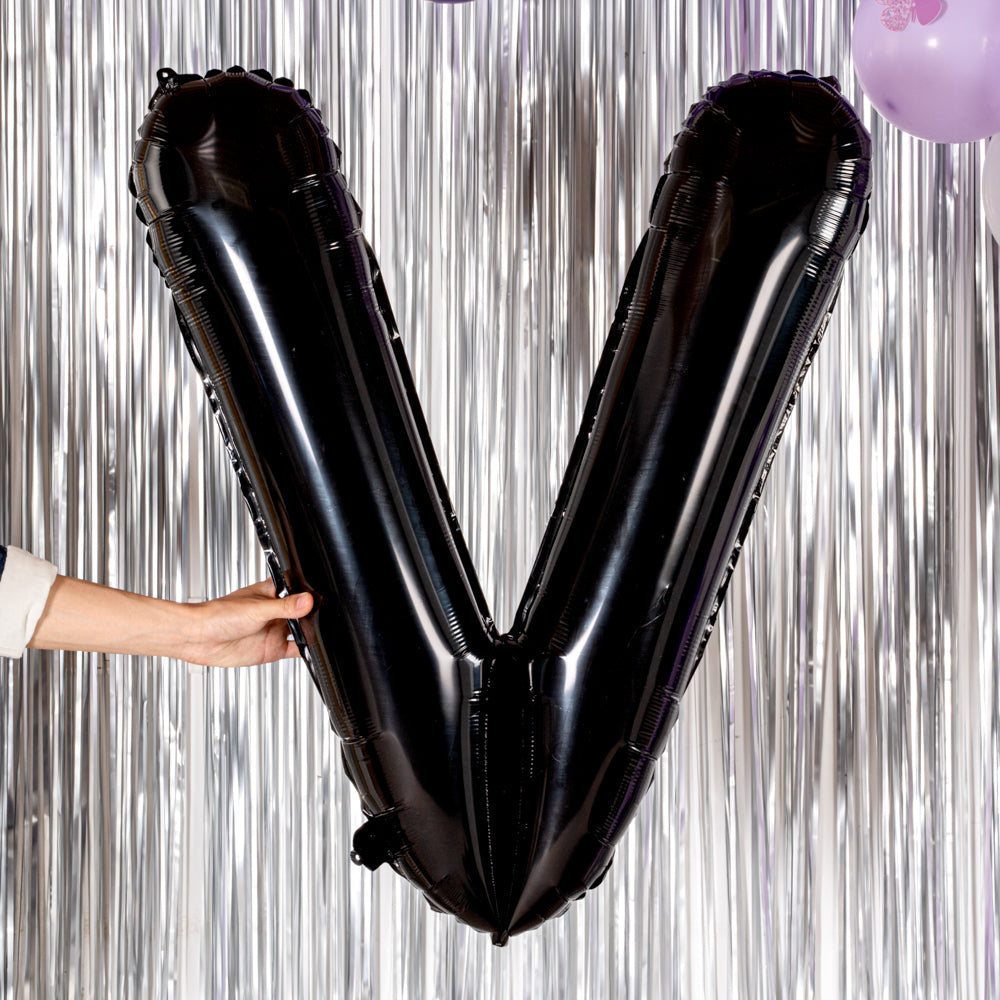 Balloonify Black Mylar Letter V Balloon - 40" - 1 count box