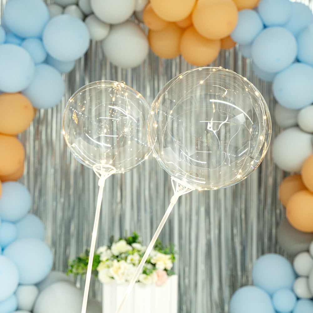 Balloonify Gold LED Bobo Balloon - with String Light - 20" - 10 count box