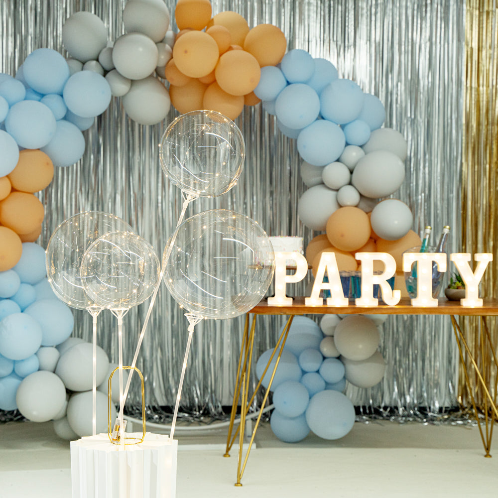 Balloonify Gold LED Bobo Balloon - with String Light - 20" - 10 count box