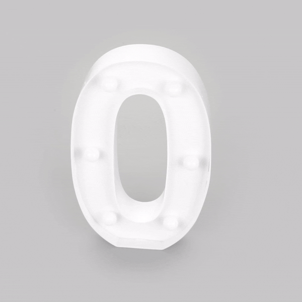 Illumify White LED Marquee Number 0 Sign - 8 3/4" - 1 count box