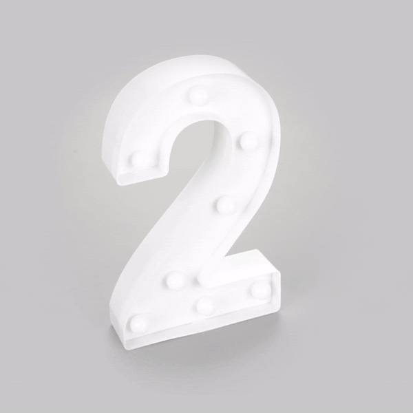 Illumify White LED Marquee Number 2 Sign - 8 3/4" - 1 count box