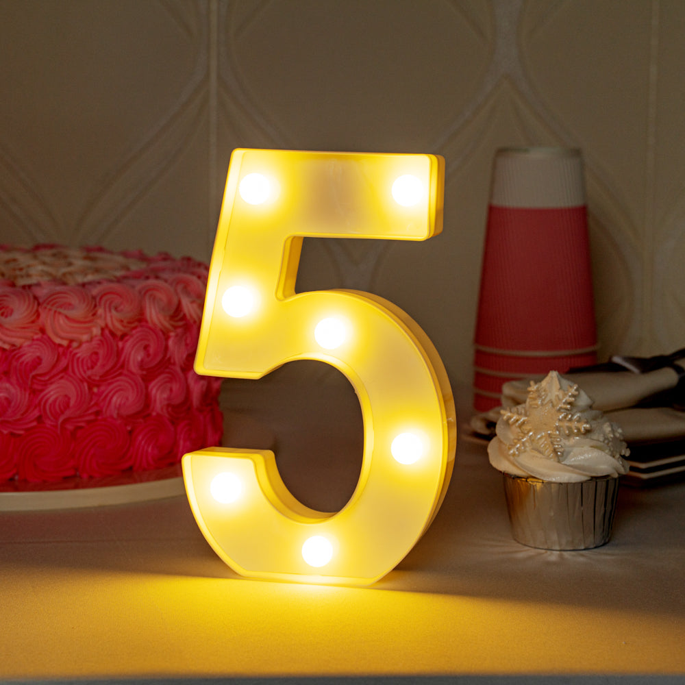 Illumify White LED Marquee Number 5 Sign - 8 3/4" - 1 count box