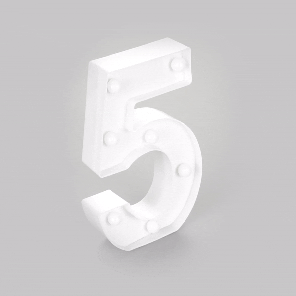 Illumify White LED Marquee Number 5 Sign - 8 3/4" - 1 count box