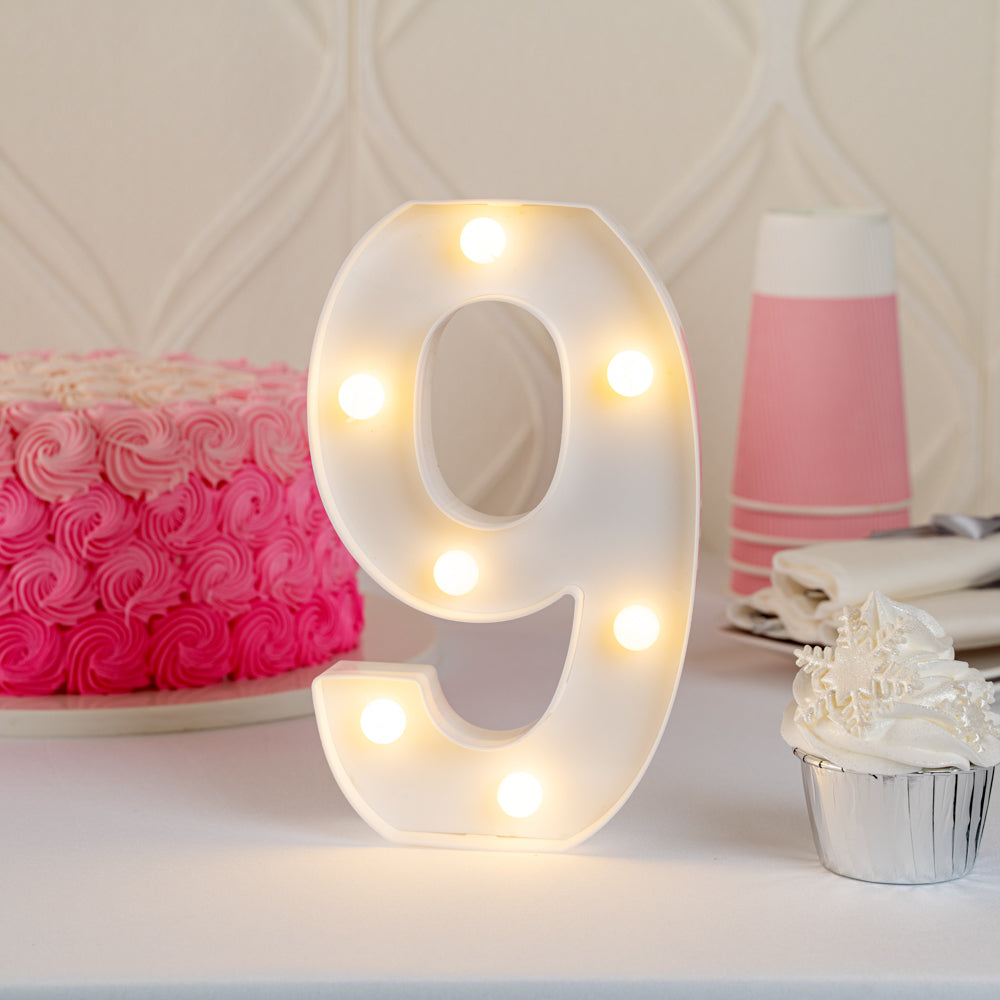 Illumify White LED Marquee Number 9 Sign - 8 3/4" - 1 count box