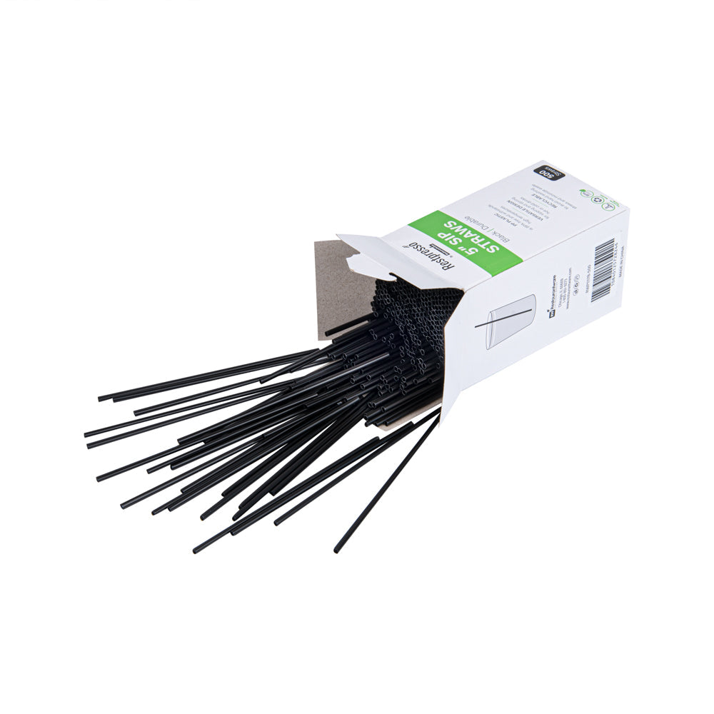 Restpresso Black Plastic Coffee Stirrer / Sip Straw - 5" - 500 count box