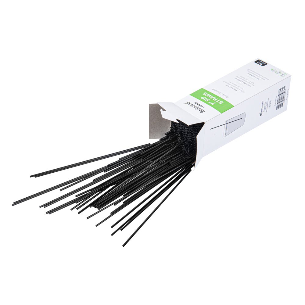 Restpresso Black Plastic Coffee Stirrer / Sip Straw - 7" - 500 count box