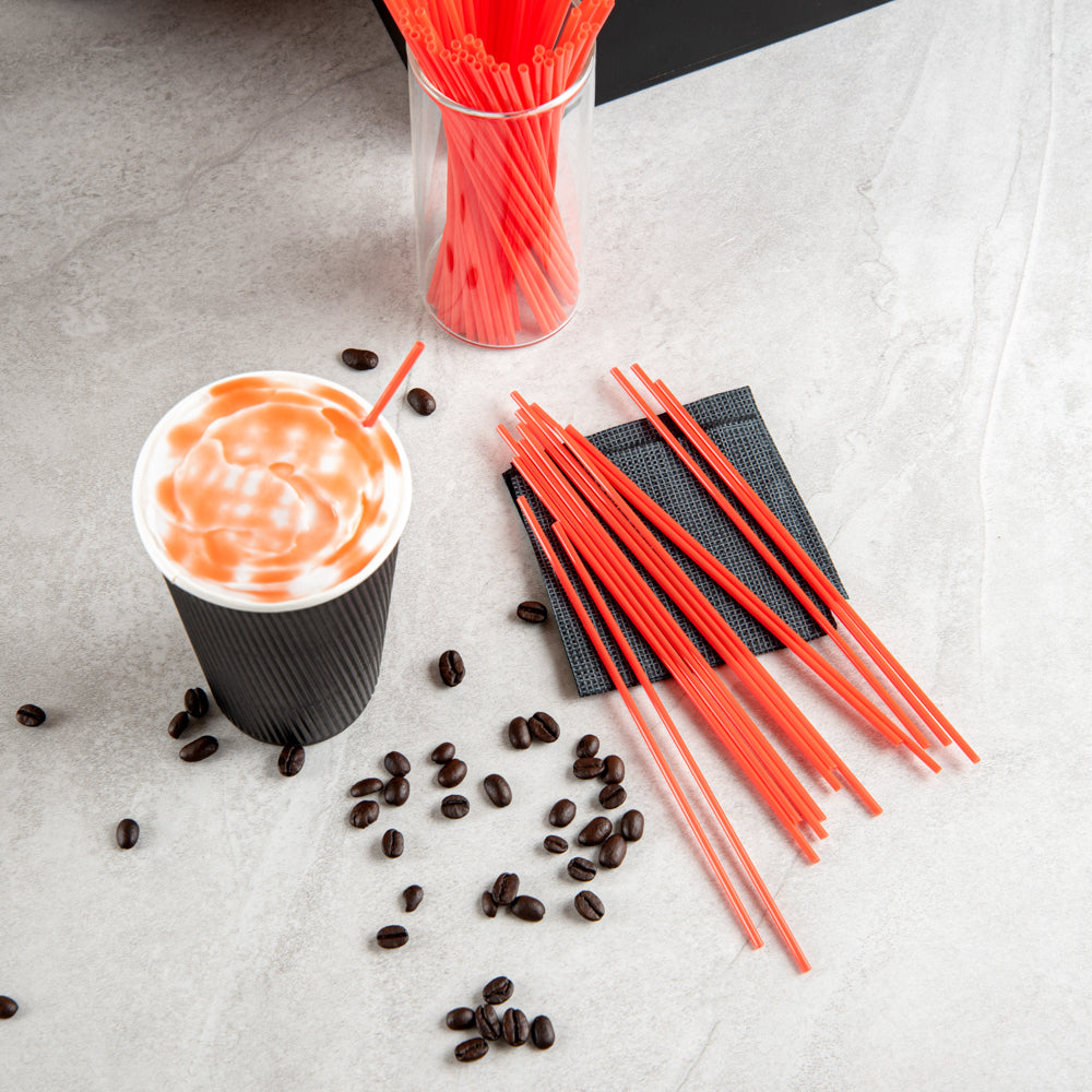 Restpresso Red Plastic Coffee Stirrer / Sip Straw - 7" - 5000 count box
