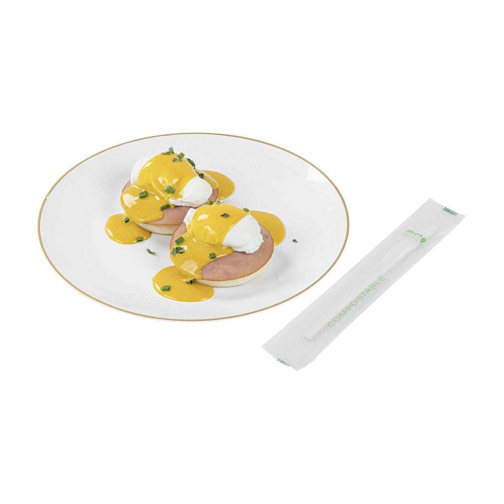 Basic Nature White CPLA Plastic Knife - Compostable Wrapper, Heat-Resistant - 6 1/2" - 250 count box