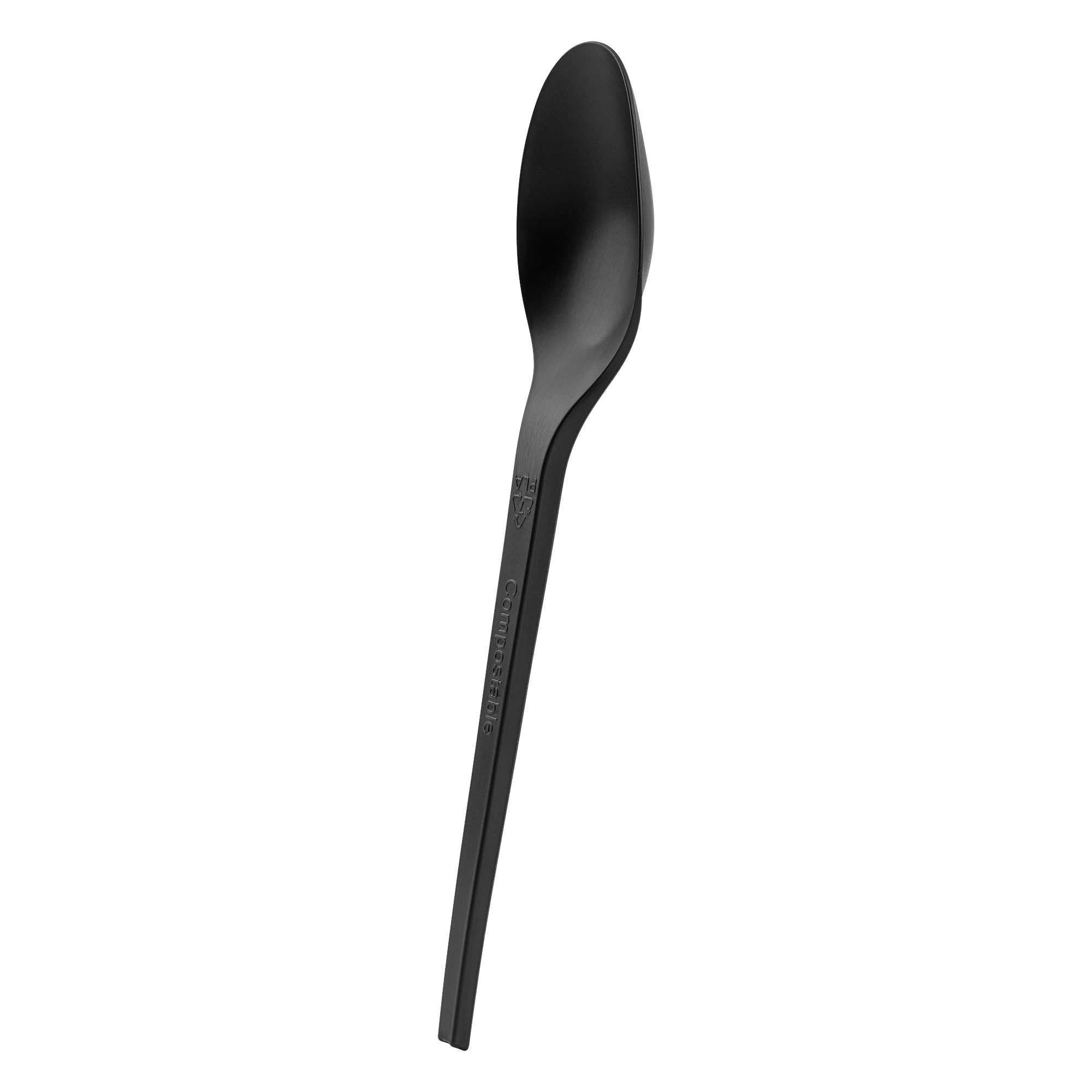 Basic Nature Black CPLA Plastic Spoon - Compostable Wrapper, Heat-Resistant - 6 1/2" - 250 count box