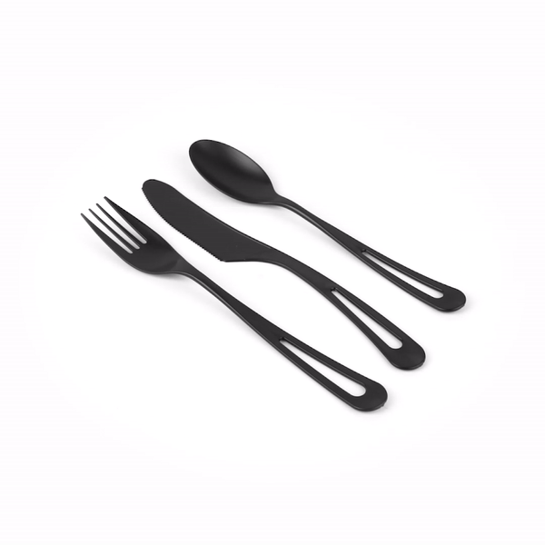 Basic Nature Black CPLA Plastic Cutlery Set - Heat-Resistant, Compostable - 7 1/2" - 290 count box