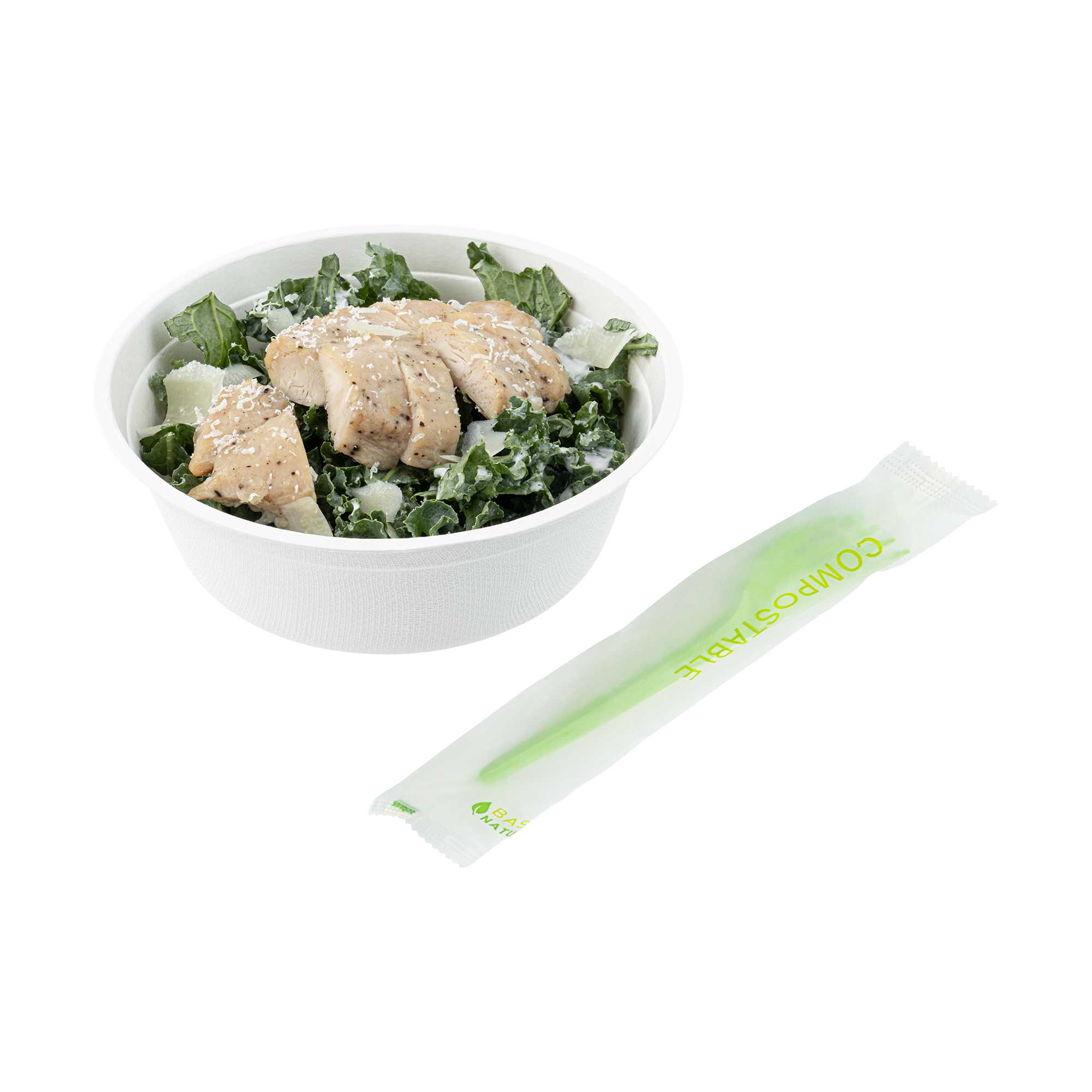 Basic Nature Green CPLA Plastic Fork - Compostable Wrapper, Heat-Resistant - 6 1/2" - 250 count box