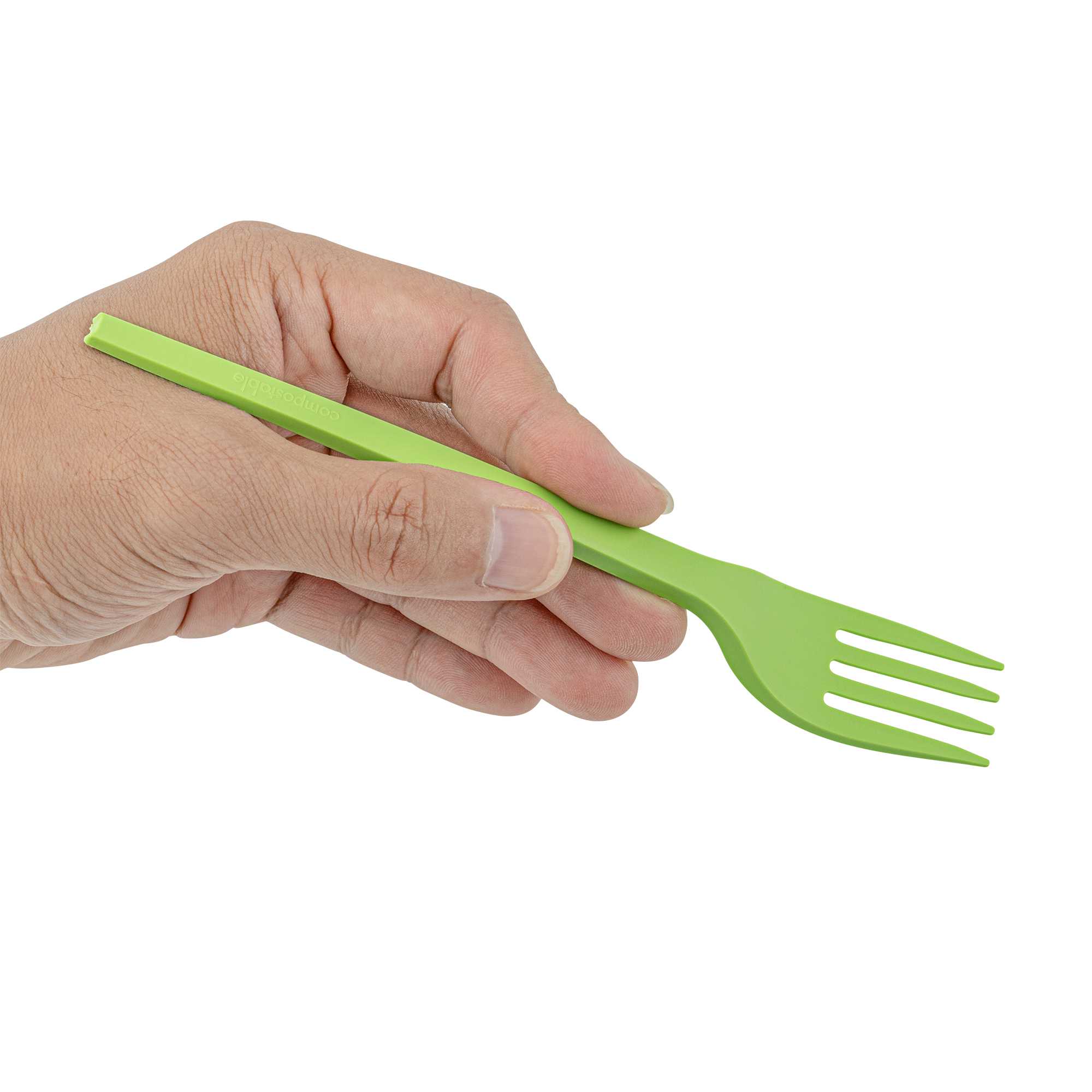 Basic Nature Green CPLA Plastic Fork - Compostable Wrapper, Heat-Resistant - 6 1/2" - 250 count box