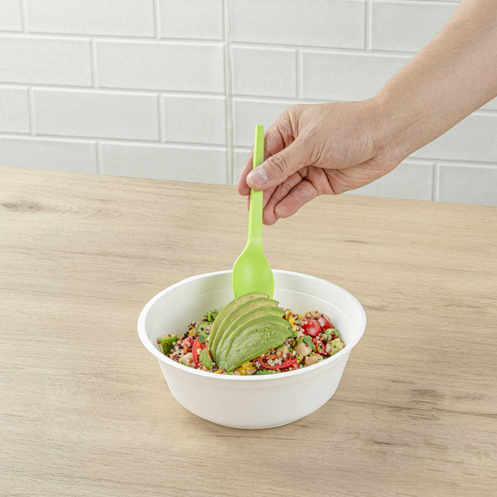 Basic Nature Green CPLA Plastic Cutlery Set - Compostable Wrapper, Heat-Resistant - 6 1/2" - 100 count box