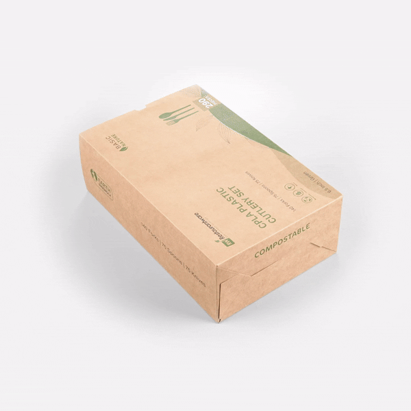 Basic Nature Green CPLA Plastic Cutlery Set - Heat-Resistant, Compostable - 6 1/2" - 290 count box