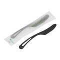 Basic Nature Black CPLA Plastic Knife - Compostable Wrapper, Heat-Resistant - 7 1/2" - 250 count box