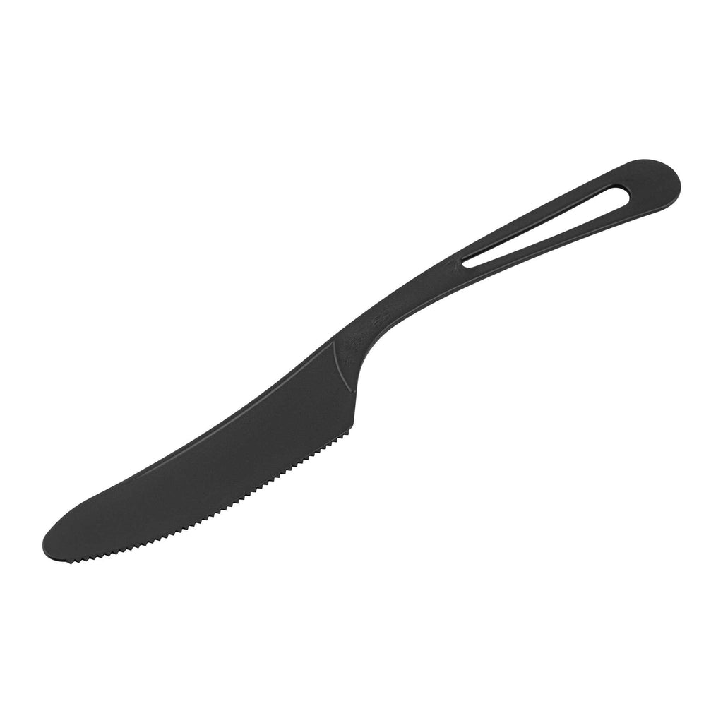Basic Nature Black CPLA Plastic Knife - Compostable Wrapper, Heat-Resistant - 7 1/2" - 250 count box