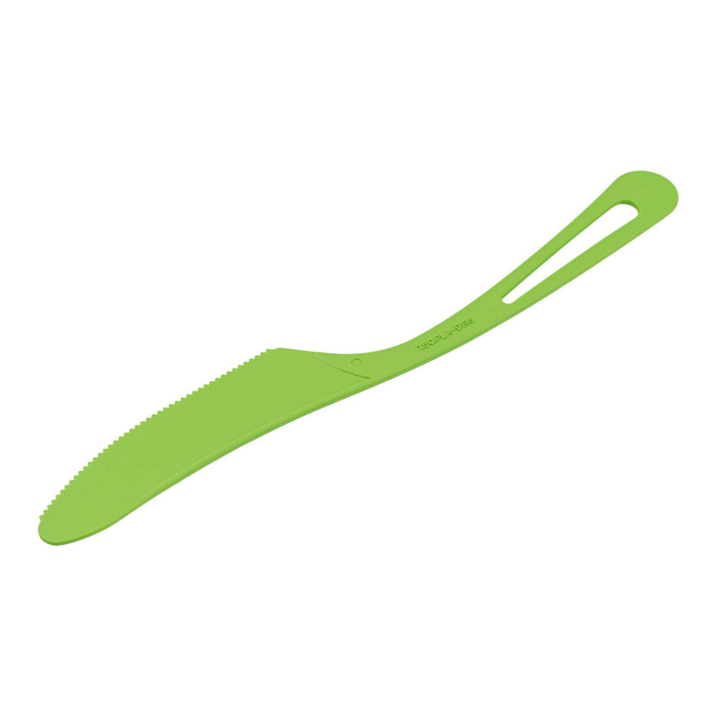 Basic Nature Green CPLA Plastic Knife - Compostable Wrapper, Heat-Resistant - 7 1/2" - 250 count box
