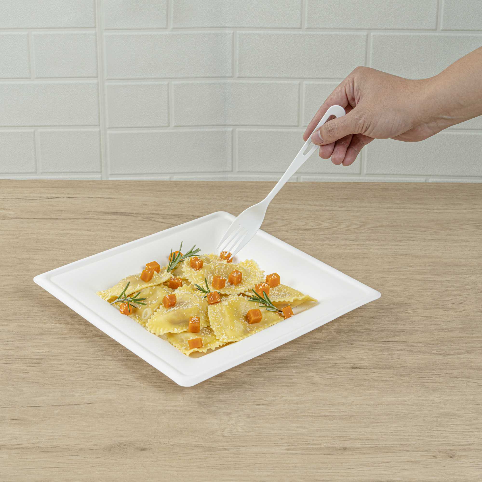 Basic Nature White CPLA Plastic Fork - Compostable Wrapper, Heat-Resistant - 7 1/2" - 250 count box