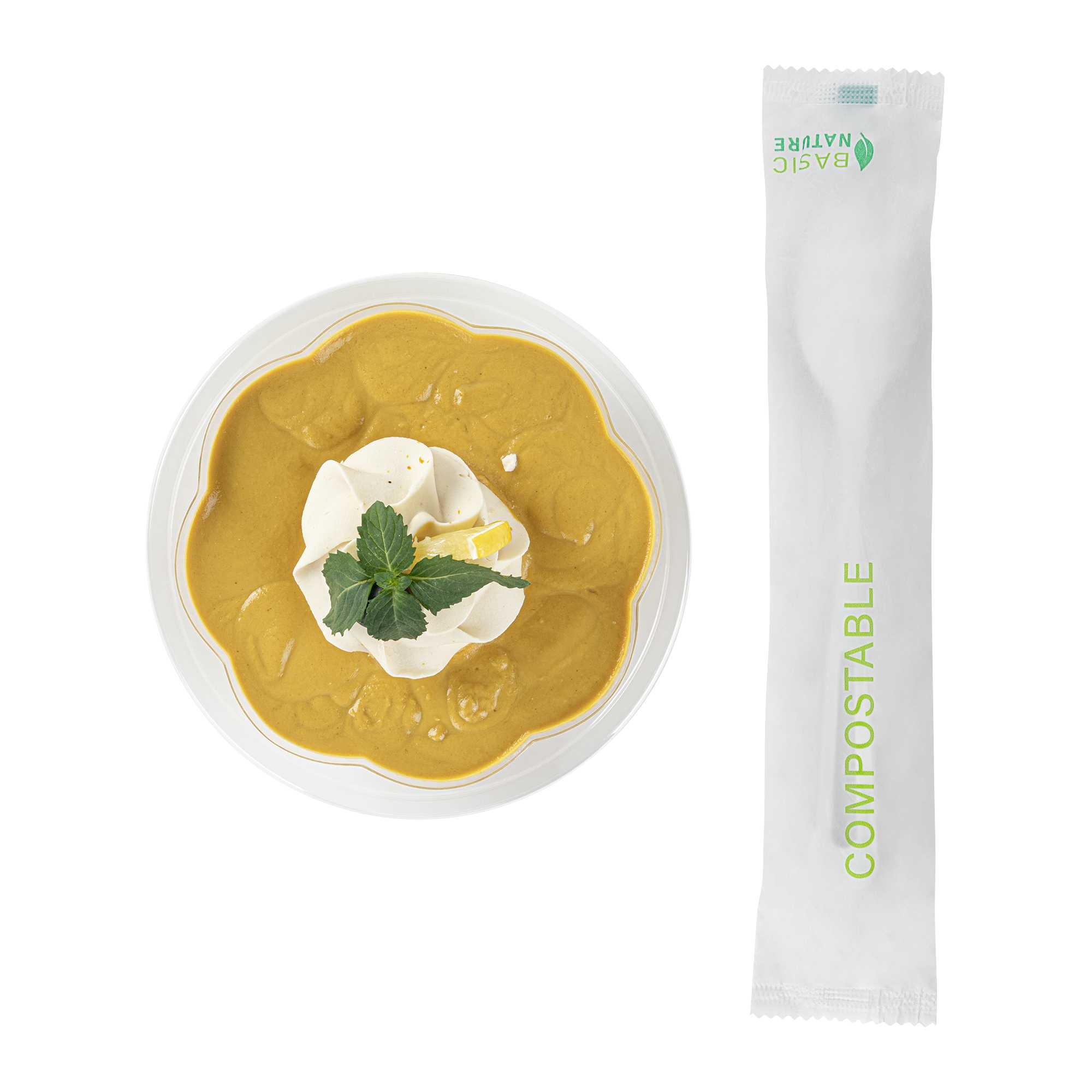 Basic Nature White CPLA Plastic Spoon - Compostable Wrapper, Heat-Resistant - 7 1/2" - 250 count box