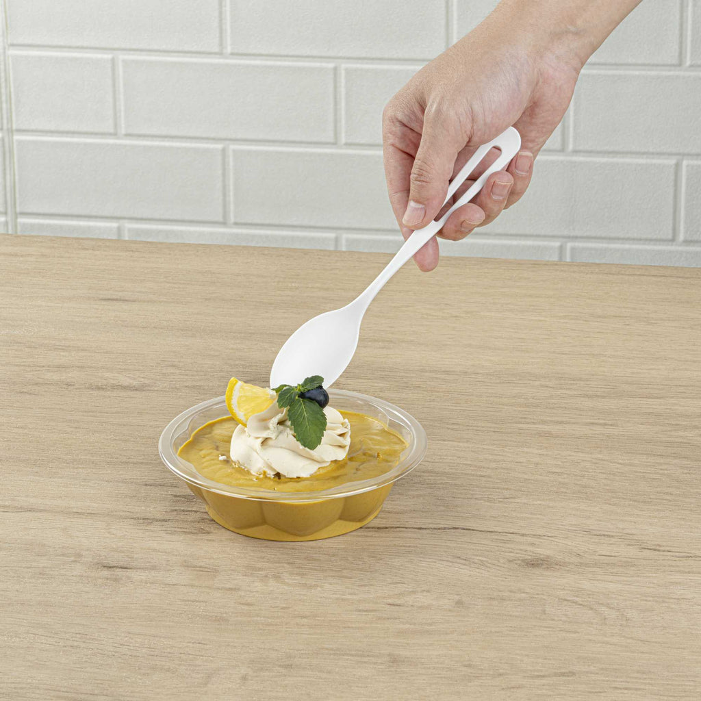 Basic Nature White CPLA Plastic Spoon - Compostable Wrapper, Heat-Resistant - 7 1/2" - 250 count box