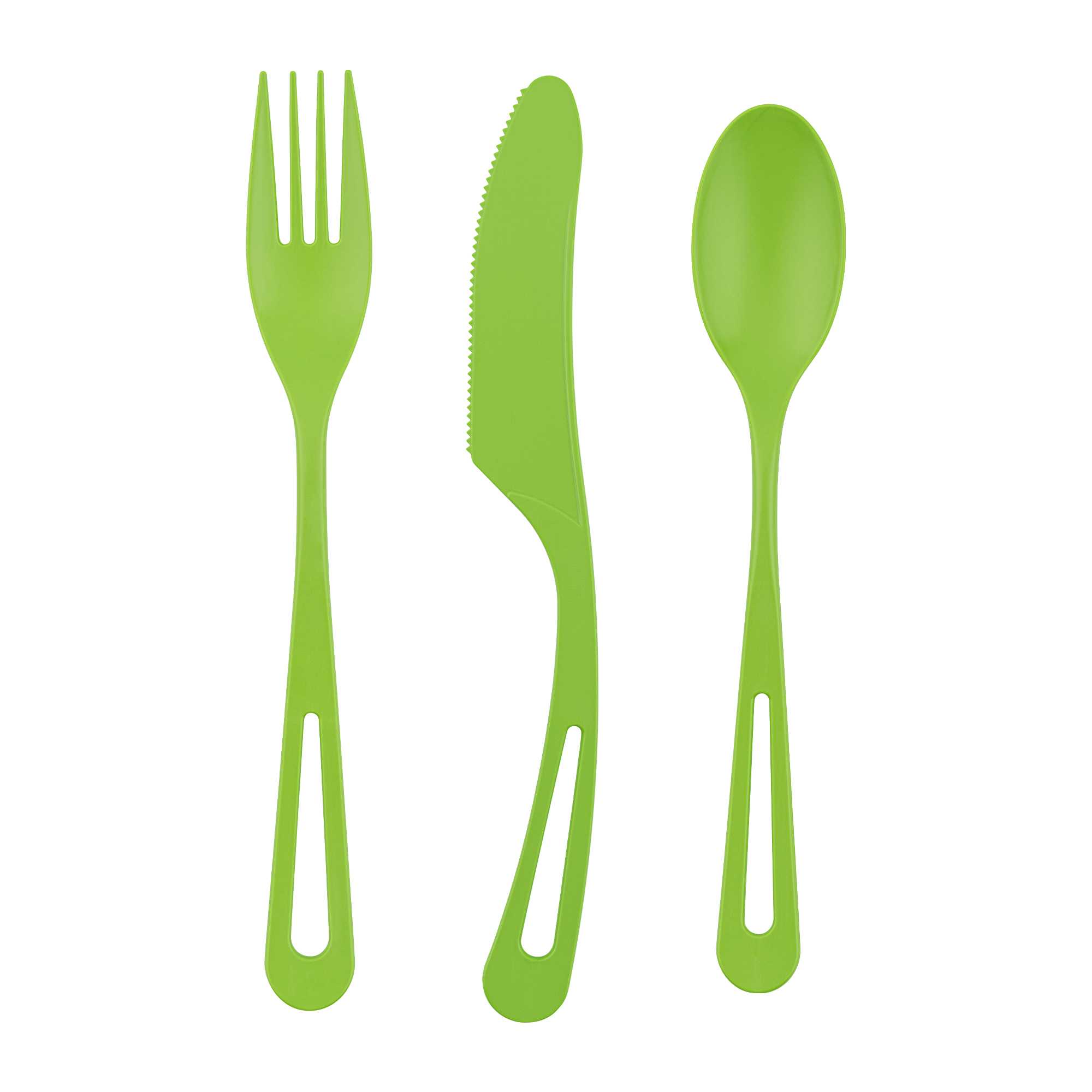Basic Nature Green CPLA Plastic Cutlery Set - Compostable Wrapper, Heat-Resistant - 7 1/2" - 100 count box