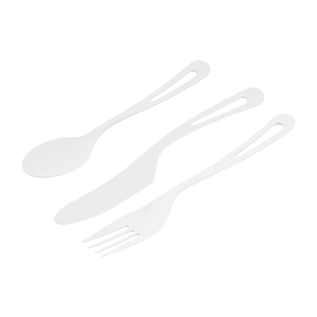 Basic Nature White CPLA Plastic Cutlery Set - Compostable Wrapper, Heat-Resistant - 7 1/2" - 100 count box