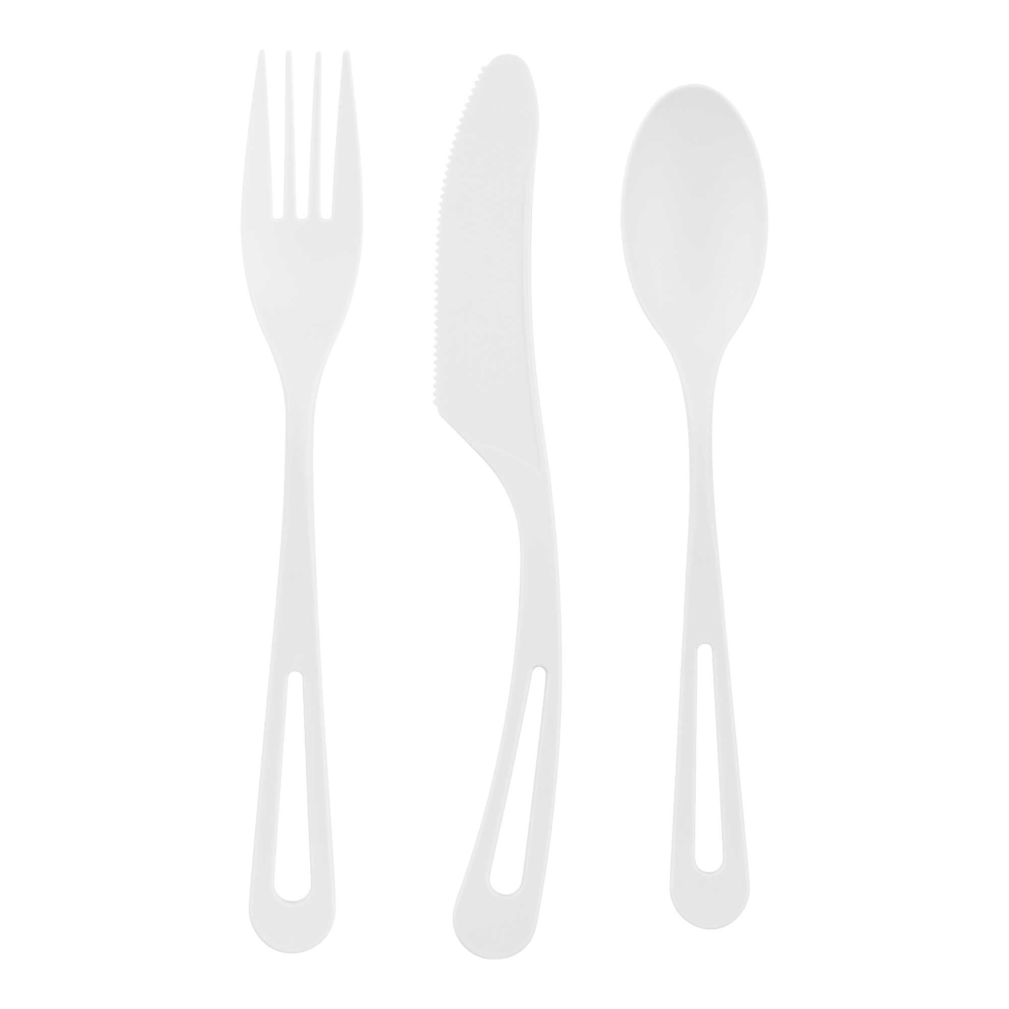 Basic Nature White CPLA Plastic Cutlery Set - Compostable Wrapper, Heat-Resistant - 7 1/2" - 100 count box