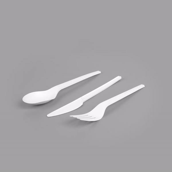 Basic Nature White CPLA Plastic Cutlery Set - Heat-Resistant, Compostable - 6 1/2" - 290 count box