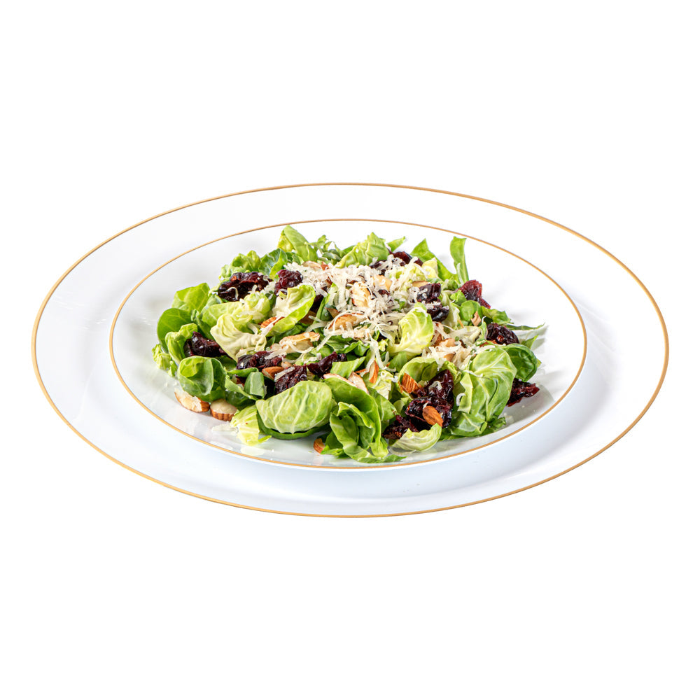 Moderna Round White Plastic Gold-Rimmed Plate Set - Includes 7" and 10" Plate Sets - 40 count box