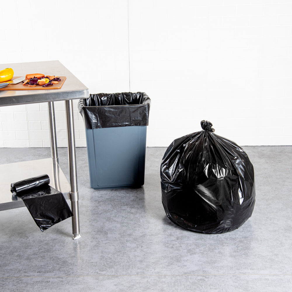RW Clean 33 gal Black Plastic Trash Can Liner - Medium-Duty, 1.1 mil - 100 count box