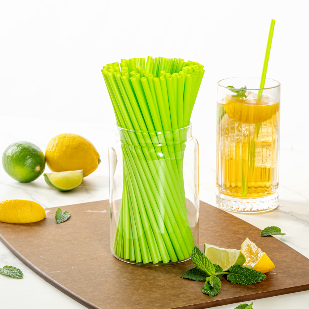 Basic Nature Green PLA / PBAT Plastic Straw - Compostable - 8 1/4" - 2000 count box