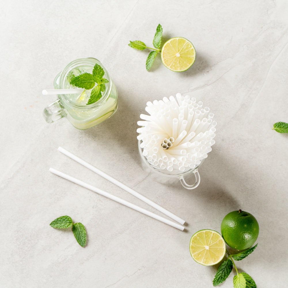 Basic Nature White PLA / PBAT Plastic Straw - Compostable - 8 1/4" - 2000 count box